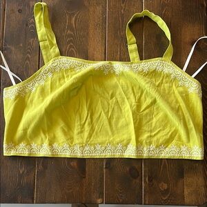 Green Embellished Crop Tank Top